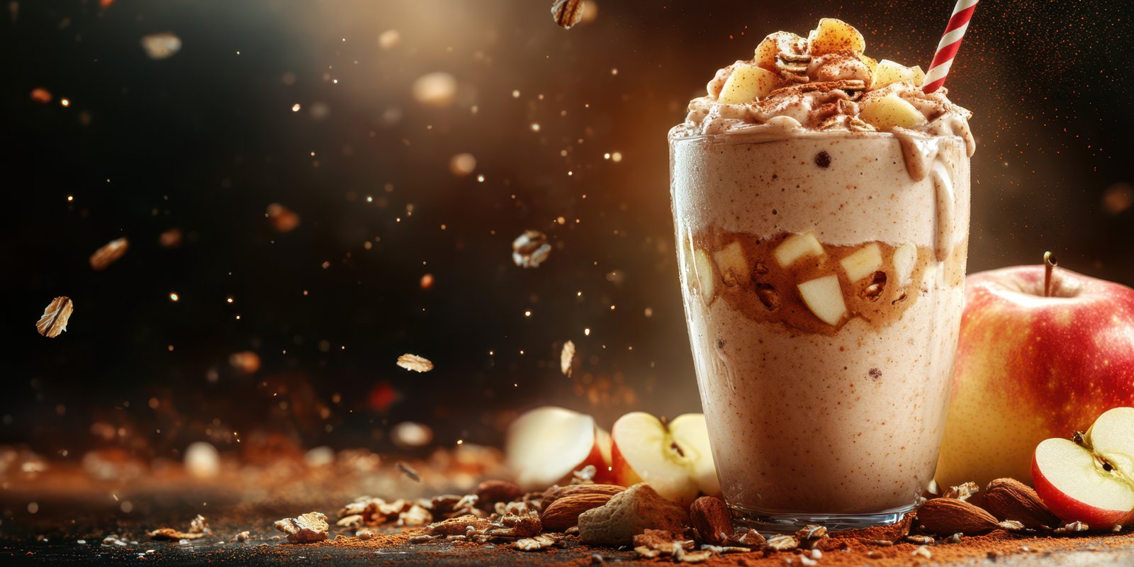 Delicious smoothie with creamy texture and crunchy toppings served in a tall glass, showcasing fresh ingredients and a vibrant presentation
